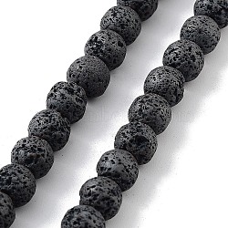 Natural Lava Rock Beads Strands, Frosted, Round, 6~6.5mm, Hole: 1mm, about 70pcs/strand, 15.75 inch(40cm)(G-H303-C21)
