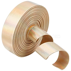 Gorgecraft 4.6~5M Laser Flat Imitation Leather Cord, Rainbow Color Cord for Clothes Decor, Gold, 20x0.8mm, about 4.6~5m/Roll(LC-GF0001-06D-02)