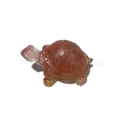 Resin Sea Turtle Display Decoration, with Natural Dyed and Heated Rose Quartz Chips Inside for Home Office Desk Decoration, 45x30x25mm(PW-WG94316-10)