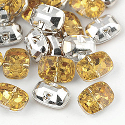 (Holiday Stock-Up Sale)Taiwan Acrylic Rhinestone Buttons, Faceted, 1-Hole, Rectangle, Pale Goldenrod, 30x21x10.5mm, Hole: 2mm(BUTT-F019-30mm-30)