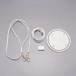 PU Leather DIY Purse Knitting Making Kit, including Bag Strap with D-ring, Drawstring & Stopper, Round Bag Bottom, White, 4pcs/set(DIY-WH0319-69)