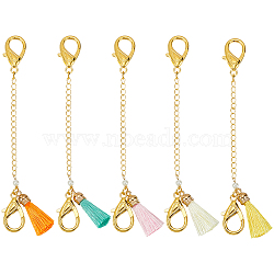 Alloy Pendant Necklaces, with Polyester Tassel, Golden, 147mm, 5pcs/set(HJEW-GO00011)