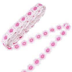 Polyester Flower Lace Ribbon, Flower Trimming for Wedding Dress Decoration, Pink, 1-3/8 inch(36mm)(OCOR-WH20001-03B)