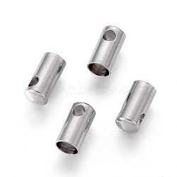 Tarnish Resistant 304 Stainless Steel Cord Ends, End Caps, Column, Stainless Steel Color, 9.5x4.5mm, Hole: 2mm, Inner Diameter: 4mm(STAS-F232-01G-P)