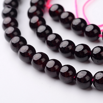 Natural Garnet Round Bead Strands, 6mm, Hole: 1mm, about 70pcs/strand, 15.3 inch