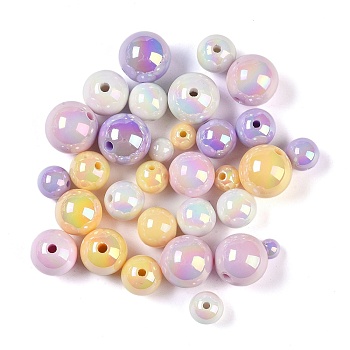 Opaque Acrylic Beads, Round, Violet, 6~15mm, Hole: 1.5mm
