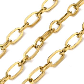 304 Stainless Steel Cable Chains, Unwelded, with Spool, Ion Plating(IP), Golden, 9.5x5x1mm