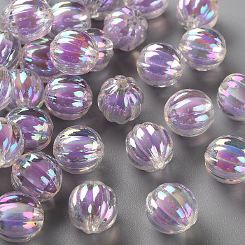 Transparent Acrylic Beads, Bead in Bead, AB Color, Pumpkin, Lilac, 11x11.5mm, Hole: 2mm, about 550pcs/500g