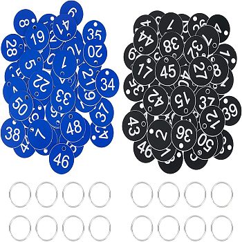 Olycraft Number Tag Set, with 200Pcs Opaque Acrylic Pendants & Iron Split Key Rings, Mixed Color, 35.5x1.2mm, Hole: 4.5~4.6mm