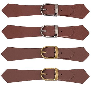 4 Sets 2 Colors PU Leather Buckles, Tab Closures, Cloak Clasp Fasteners, with Alloy Center Bar Buckle, Mixed Color, 163~198x24x9mm, 2 sets/color
