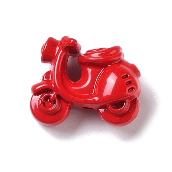Spray Painted Alloy Bead, Electric Vehicle Charm, Crimson, 13x16x7.5mm, Hole: 1.8mm