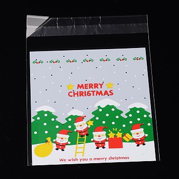 Rectangle OPP Cellophane Bags for Christmas, Colorful, 13.1x9.9cm, Unilateral Thickness: 0.035mm, Inner Measure: 9.9x9.9cm, about 95~100pcs/bag