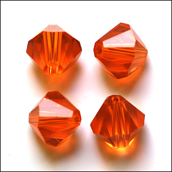 Imitation Austrian Crystal Beads, Grade AAA, Faceted, Bicone, Orange Red, 3x3mm, Hole: 0.7~0.9mm