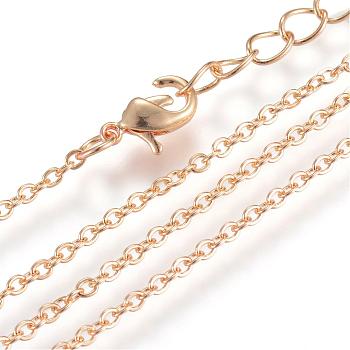 Iron Cable Chains Necklace Making, with Lobster Clasps, Soldered, Golden, 17.7 inch(45cm)