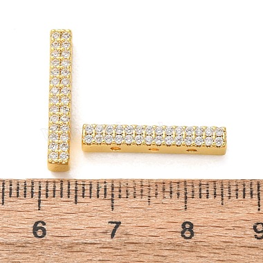 Brass Micro Pave Clear Cubic Zirconia Rectangle Spacer Bars(CU-H003-02G)-2