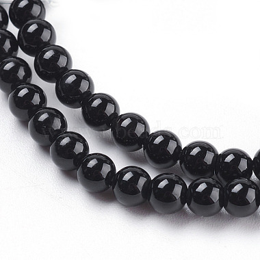 Round Natural Black Onyx Beads Strands(G-S119-4mm)-3