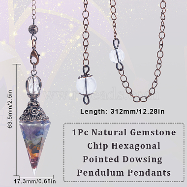 1Pc Natural Gemstone Chip Hexagonal Pointed Dowsing Pendulum Pendants(G-SC0002-54)-2