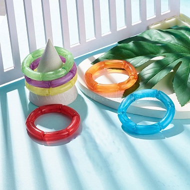 Acrylic Tube Beaded Stretch Bracelets Set(BJEW-JB07773)-2