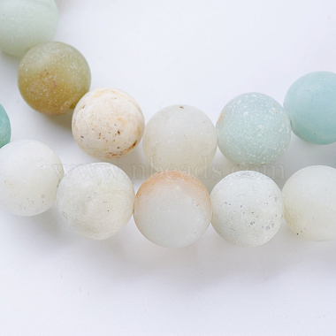 Brins de perles rondes d'amazonite de fleurs naturelles givrées(X-G-J363-01-8mm)-3