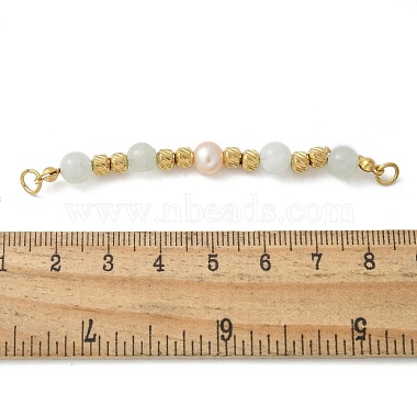 Natural Angelite & Plastic Imitation Pearl Round Beaded Connector Charms/Links(STAS-L277-11G-05)-3