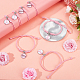 12Pcs 2 Style Breast Cancer Awareness Glass Charms Braided Bead Bracelet(BJEW-NB0001-08)-4