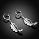 Beautiful Design Silver Color Plated Brass Leaf Dangle Earrings(EJEW-BB00702)-2