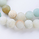 Brins de perles rondes d'amazonite de fleurs naturelles givrées(X-G-J363-01-8mm)-3
