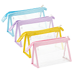 4Pcs 4 Colors Plastic Makeup Storage Bag, Multi-functional Travel Toilet Bag, Clutch Bag with Zipper for Women, Mixed Color, 12.5~28.7x12.5~20.2x0.9~8cm, 1pc/color(ABAG-AN0001-02)