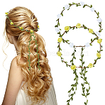 2Pcs 2 Colors Polyester Artificial Rose Garland Headbands Hair Vine, Flower Crown Headbands for Women Girls, Mixed Color, Inner Diameter: 185~190mm, 1pc/color(AJEW-CP0008-26E)