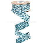 Flower Polyester Ribbons, Cadet Blue, 1-1/2 inch(38mm), about 9.84 Yards(9m)/Roll(SRIB-WH20020-053B-01)