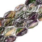 Handmade Lampwork Beads Strands, Polygon, Olive Drab, 21~22x13.5~14x7.5~8.5mm, Hole: 0.9~1mm, about 20pcs/strand, 16.14~16.54 inch(41~42cm)(LA-N046-02C)