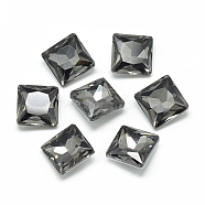 Pointed Back Glass Rhinestone Cabochons, Back Plated, Faceted, Square, Gray, 8x8x3.5mm(RGLA-T027-8x8mm-07)