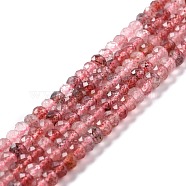 Natural Strawberry Quartz Beads Strands, Faceted, Rondelle, 5.5x4mm, Hole: 0.8mm, about 91pcs/strand, 15.35''(39cm)(G-K312-12B)