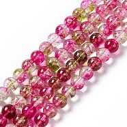 K9 Glass Imitation Cherry Quartz Beads Strand, Round, Deep Pink, 8~8.5mm, Hole: 1mm, about 51pcs/strand, 14.96 inch(38cm)(GLAA-G086-01B)