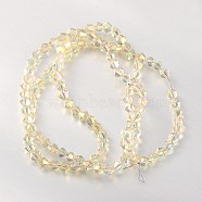 Faceted Bicone Glass Beads Strands, Light Yellow, 4x4mm, Hole: 1mm, about 92~96pcs/strand, 13.78~14.37 inch(EGLA-P017-4mm-14)