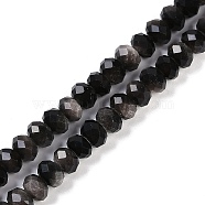 Natural Silver Obsidian Beads Strands, Faceted, Rondelle, 7.5~8x5~6mm, Hole: 0.8mm, about 72~74pcs/strand, 15.35''~15.55''(39~39.5cm)(G-B125-J02-01)