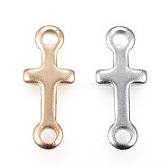 304 Stainless Steel Links connectors, Sideways Cross, Mixed Color, 18x7x1.5mm, Hole: 2mm(STAS-P108-02)