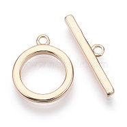 Brass Toggle Clasps, Ring, Real 18K Gold Plated, Ring: 16x13x2mm, Hole: 1.6mm, Inner Diameter: 9mm, Bar: 20.5x4.5x2mm, hole: 1.6mm(KK-E057-09G)