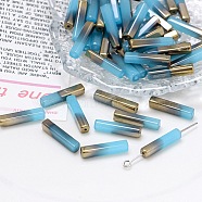 Electroplate Glass Beads, Faceted, Rectangle, Sky Blue, 19.5~20x4x4mm, Hole: 1mm(GLAA-D024-02E)