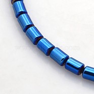 Electroplate Non-magnetic Synthetic Hematite Beads Strands, Column, Blue Plated, 5x4mm, Hole: 1mm, about 75pcs/strand, 15.7 inch(G-J210A-04)