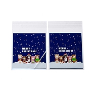 Christmas Theme Plastic Bakeware Bag, with Self-adhesive, for Chocolate, Candy, Cookies, Square, Midnight Blue, 130x100x0.2mm, about 100pcs/bag(OPP-Q004-04E)