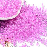 Glass Bead, Inside Colours, Round Hole, Round, Orchid, 4x3mm, Hole: 1.4mm, 7650pcs/pound(SEED-H002-J-A709)