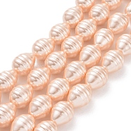 Electroplate Shell Pearl Beads Strands, Potato, Bisque, 15~16.5x12~12.5mm, Hole: 0.8mm, about 26pcs/strand, 15.7 inch~16.1 inch(40~41cm) (BSHE-O019-02F)