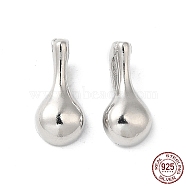 Rhodium Plated 925 Sterling Silver Pendants, Half Round Charms, with S925 Stamp, Real Platinum Plated, 11x5x4mm, Hole: 3x1.5mm(FIND-Z008-06P)
