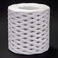 Raffia Ribbon, Packing Paper String, for Gift Wrapping, Party Decor, Craft Weaving, White, 3~4mm, about 200m/roll(OCOR-I012-A24)