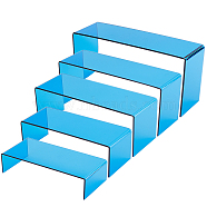 5-Tier Acrylic Display Riser Stands, Jewelry Organizer Rack for Shoes, Cosmetics, Glasses, Jewelry Display, Dodger Blue, 18~26x8x4~12cm, 5pcs/set(ODIS-WH0006-06C)