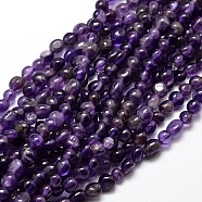 Natural Amethyst Nuggets Beads Strands, Tumbled Stone, 5~10x6~7x3~7mm, hole: 1mm, about 14.9 inch~15.7 inch(G-J335-12)