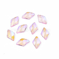 Glass Rhinestone Cabochons, Nail Art Decoration Accessories, Faceted, Rhombus, Pink, 8x5x2mm(MRMJ-N027-037B)