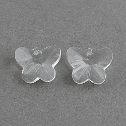 Butterfly Transparent Glass Pendants, Faceted, Clear, 12x15x7mm, Hole: 1mm(EGLA-R083-07)