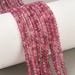 Natural Pink Tourmaline Beads Strands, Faceted, Rondelle, Grade AA, 4x3mm, Hole: 0.5mm, about 126pcs/strand, 14.96''(38cm)(G-RM250101-N16)
